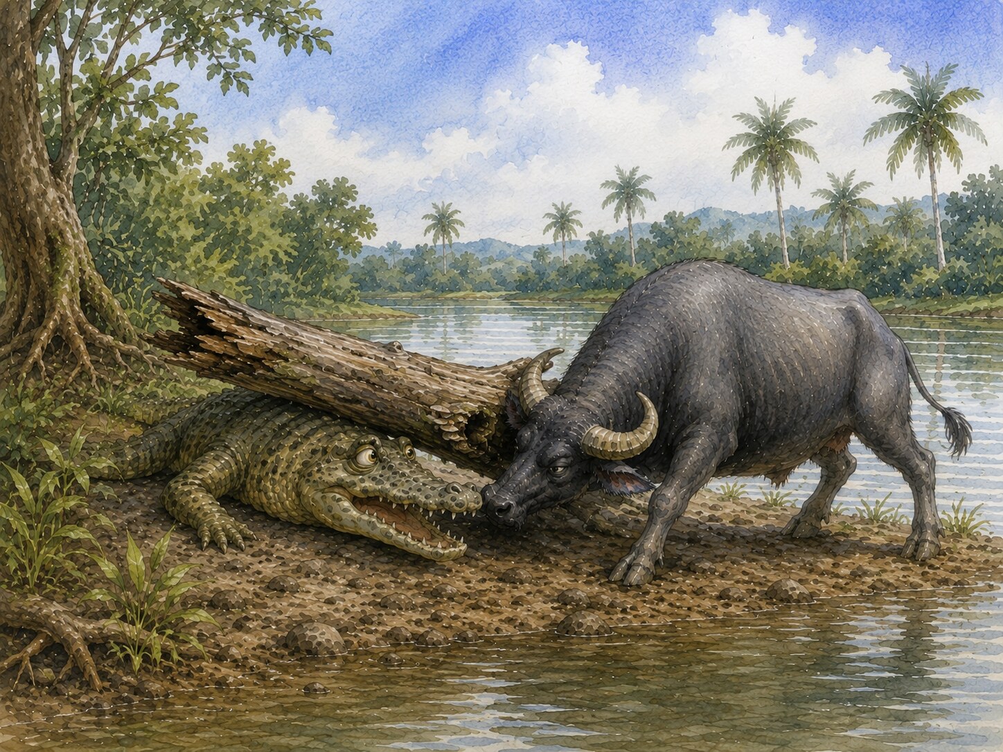 Illustration for Kerbau Menolong Buaya — Bab 1